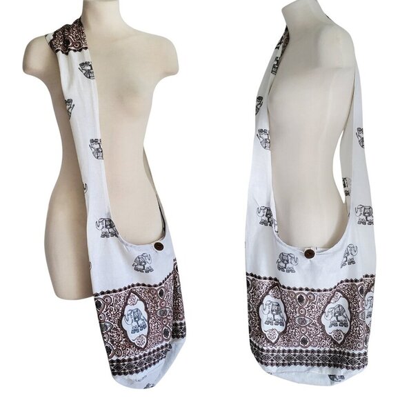 Boho Elephant Crossbody Cotton Purse Made in Thailand 100% Cotton Comfy Bag - Picture 1 of 16